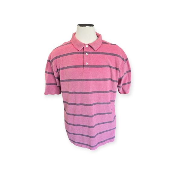 IZOD Advantage Performance Striped Polo Shirt Mens Size 2XLT Pink Blue Stripes - Picture 1 of 6